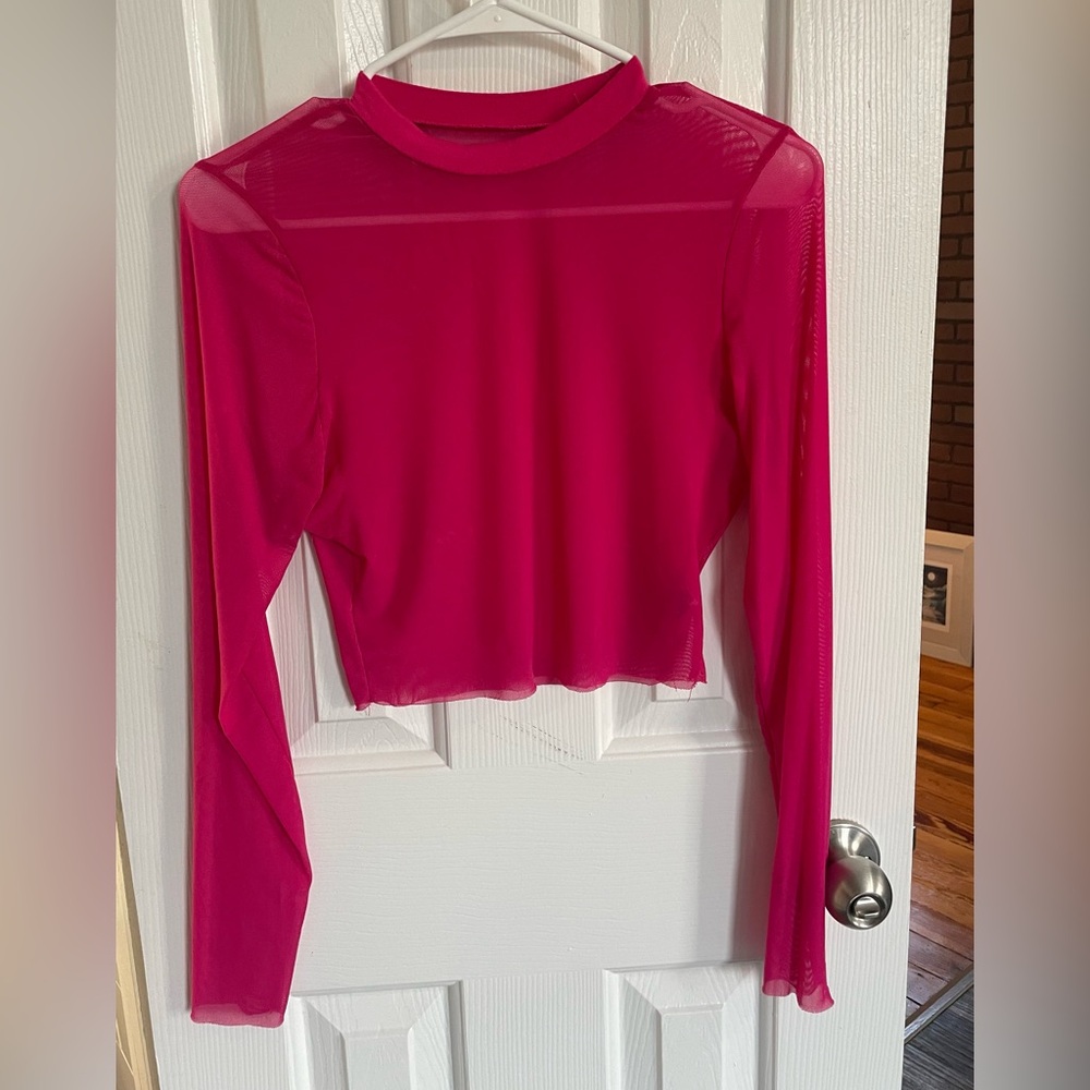 Shein pink mesh shirt